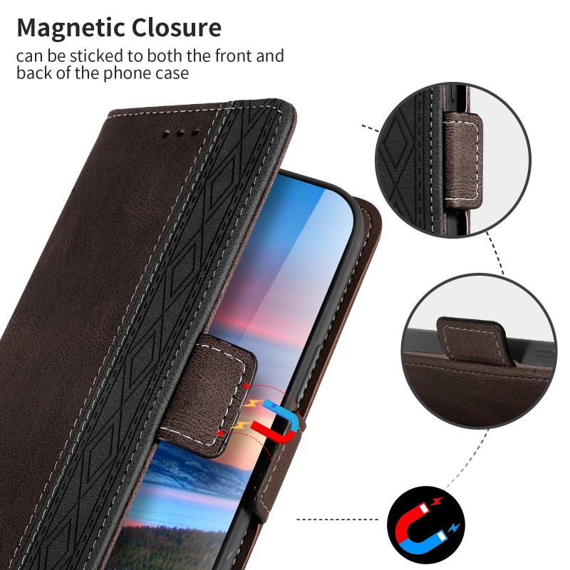 Business Splicing Mobile Phone Leather Case with Magnetic Flip Cover